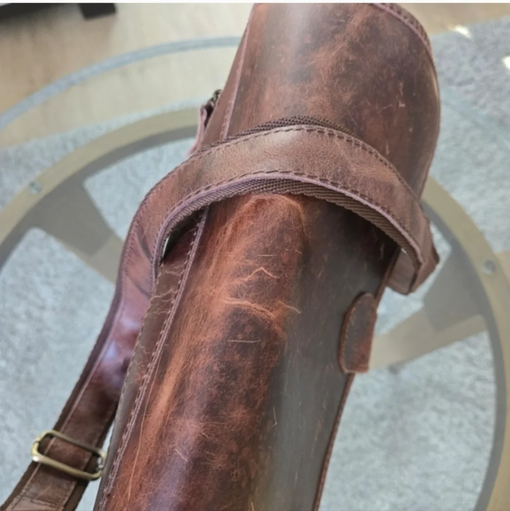 Western Rugged Distressed Grunge Brown Leather Boho Cowboy Messenger Utility Bag